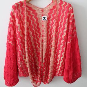 Missoni Open Front Cardigan Chevron Fine Knit Size IT 42/ US 6 Pink